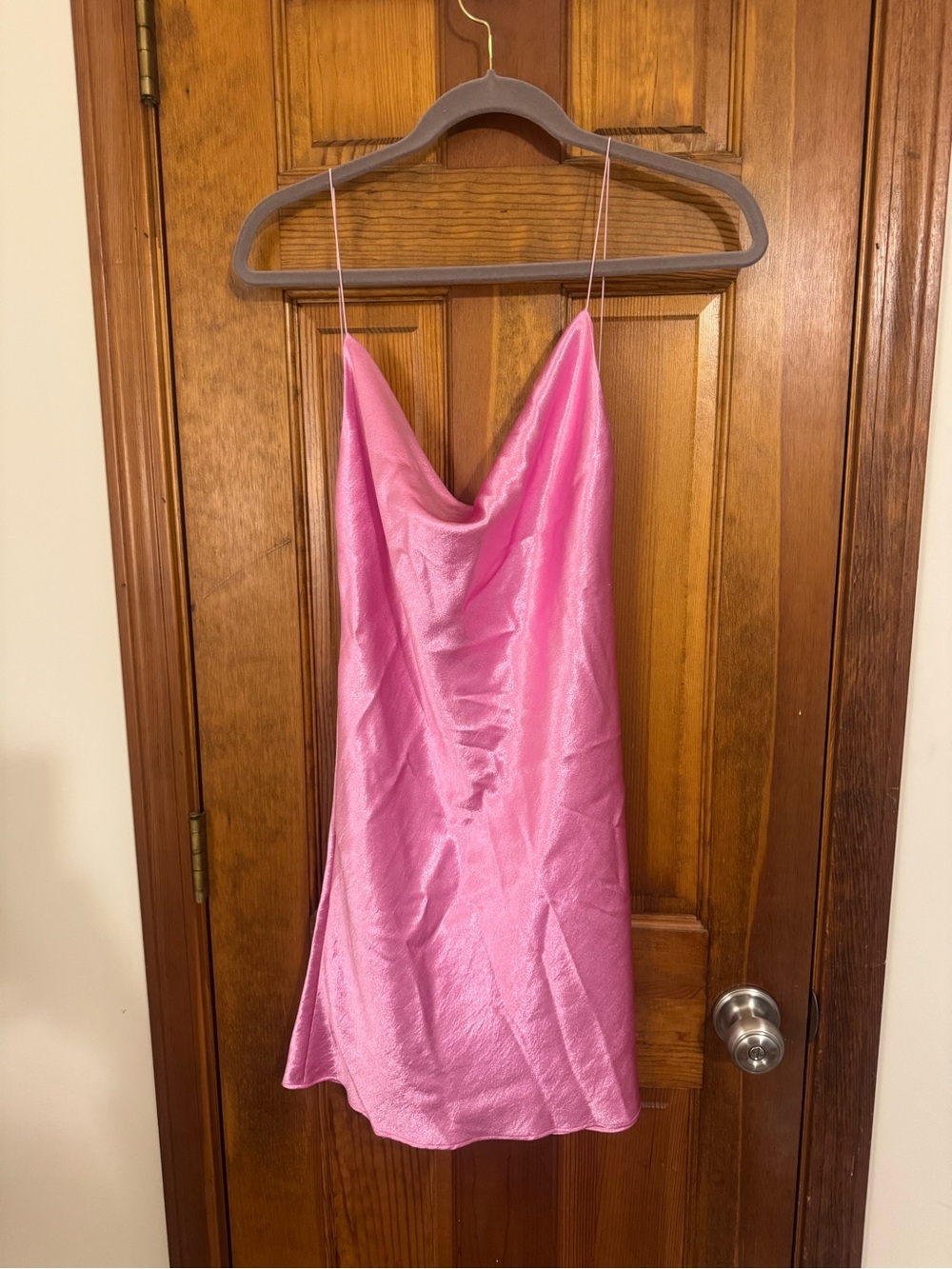 Double Zero Pink Satin Slip Dress